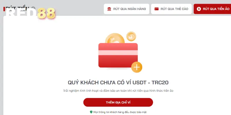 Hướng Dẫn Cách Rút Tiền RED88 Về Túi An Toàn Bảo Mật 3 RED88 có nhiều phương thức rút tiền