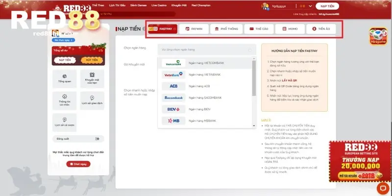 Thông tin nạp tiền minh bạch, rõ ràng